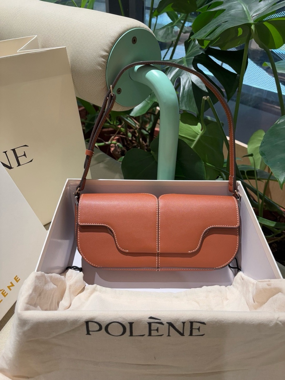 Polène Saddle Shoulder Bag in Warm Tan